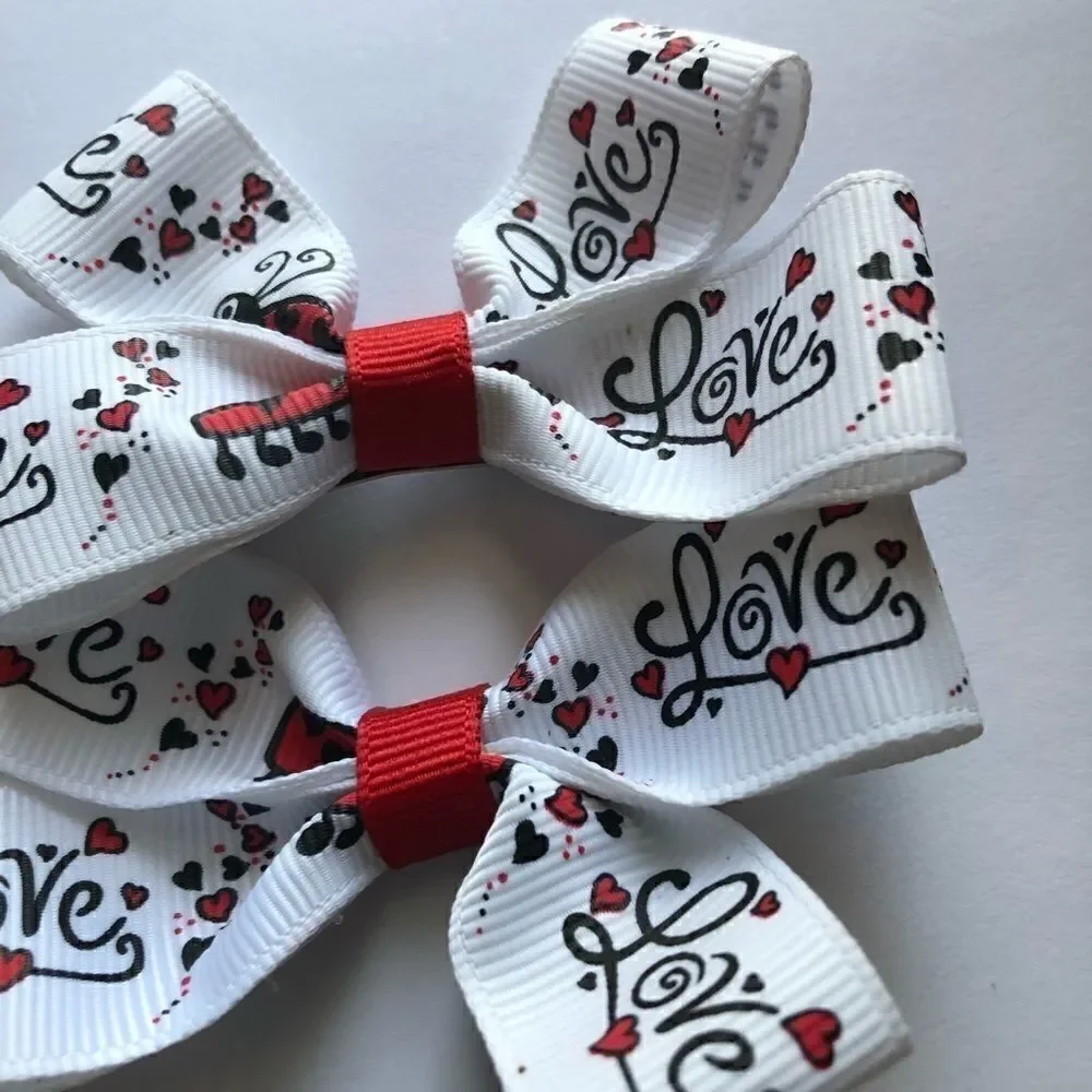 Bow pair hair bows accessories Love bug ladybug